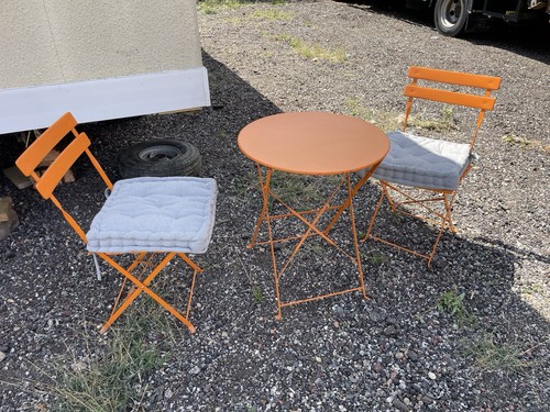 Orange table chairs - orange, bistro