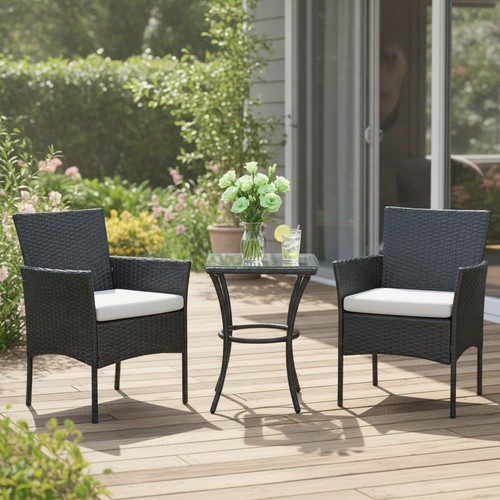 Black rattan bistro - rattan, set