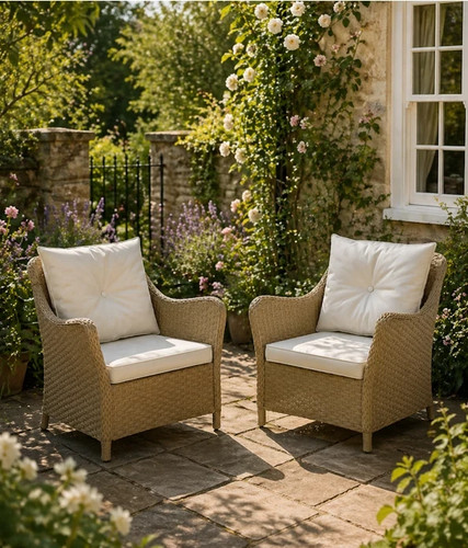 Wicker rattan garden chairs - garden,
