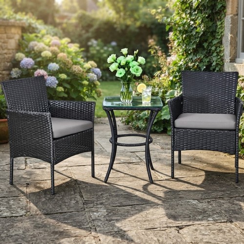 Black rattan bistro set - bistro, 3