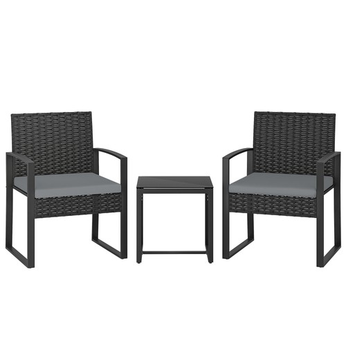Outsunny rattan bistro set 3 - rattan,