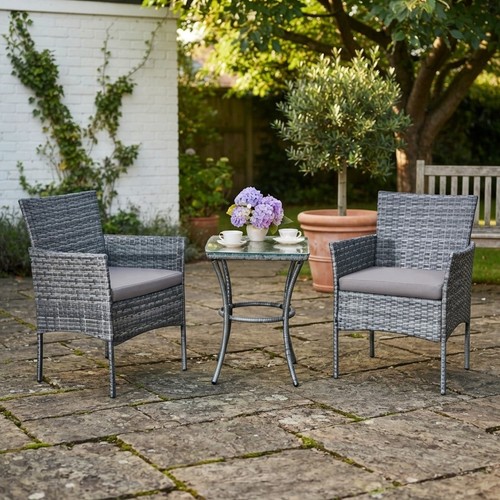 Piece grey rattan bistro set - grey,
