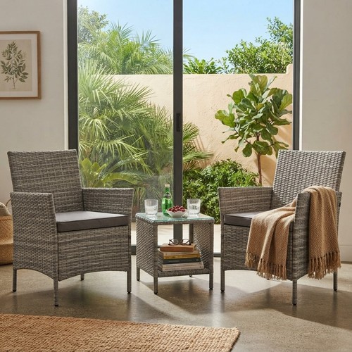 Chic grey rattan seat - seat, bistro